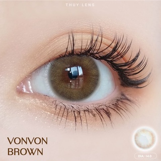 Kính Áp Tròng Cận Nâu Hàn Quốc Von Von Brown - Lens Cận Thúy Lens 14.0 mm