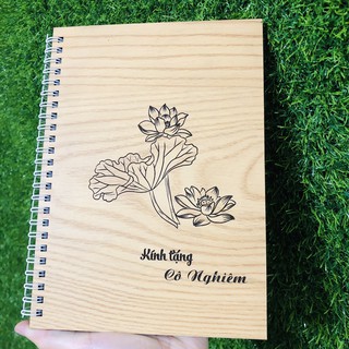 SỔ TAY TRI ÂN CÔ GIÁO- Khắc hình bông hoa sen và khắc tên theo yêu cầu