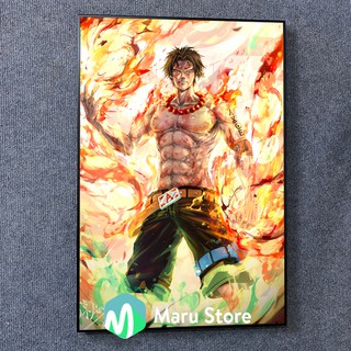 Tranh One Piece Hỏa Quyền Ace Rực Lửa, Chất Liệu Canvas, Phong Cách Hiện Đại