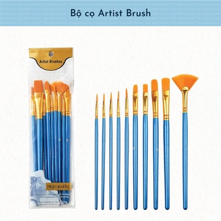 [Mã LIFEBOOK1 giảm 30K đơn 150K] BỘ CỌ ARTIST BRUSH 10 CHIẾC CÁN XANH NHIỀU ĐẦU