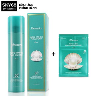 Xịt chống nắng JM Solution Marine Luminous Pearl Sun Spray SPF50+ /PA +++ 180ml + Tặng 1 mặt nạ JM solution bất kì