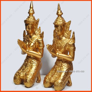 Bộ 2 Tượng Chư Thiên Quỳ Sơn Nhũ – Cao 16cm -  6861
