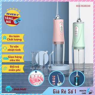 Máy tăm nước cầm tay phiên bản nâng cấp 4 chế độ, Healthcare24h D005, vệ sinh răng miệng cực sạch kèm 4 đầu tăm