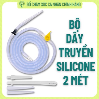 Bộ dây truyền và đầu truyền silicone enema thụt tháo đại tràng thải độc cà phê 2m