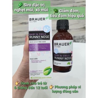 BRAUER RUNNY NOSE - SIRO HỖ TRỢ SỔ MŨI CHAI 100ML