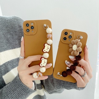 Huawei Nova 7 SE Mate 30 P40 P30 Y9S Xiaomi Mi 11 10T Lite Pro Redmi note 9T 10 5G Silicon Soft Case with Bear Flower Chain Cover