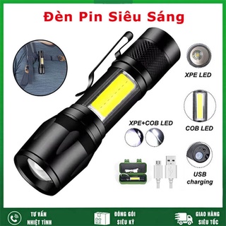 Đèn Pin MINI Siêu Sáng Cao Cấp Có Zoom Xa Gần, 3 Chế Độ Sáng, Móc Treo Tiện Dụng Tặng Kèm Hộp