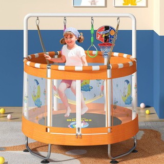 Trampoline Hopkids sàn nhún, quây bóng, nhà bóng cho bé có xích đu, tay vịn kèm xà đơn bóng rổ vận động đường kính 1,5