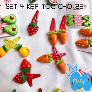 Kẹp tóc cho bé gái set 4 kẹp xinh xắn đáng yêu phong cách hàn quốc phụ kiện tóc PK05