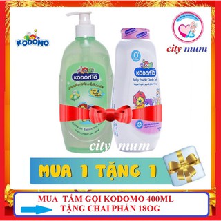 SỮA TẮM GỘI KODOMO CHO BÉ 400ML ( tặng chai phấn thái 180g)