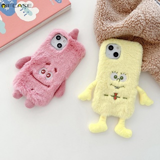 Ốp điện thoại phủ lông hình SpongeBob thích hợp cho iPhone 13 12 Mini 12 11 Pro Max XS Max XR X 7 8 6 6s Plus