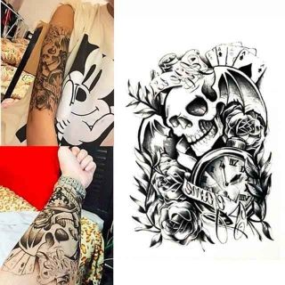 Hình xăm đầu lâu mặt quỷ size bắp tay hb149 size 15x21cm. Boss tatoo - xăm dán tạm thời