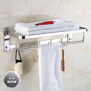KỆ HAY GIÀN VẮT KHĂN PHÒNG TẮM INOX 304 CAO CẤP chịu lực tốt, dễ dàng gấp gọn.