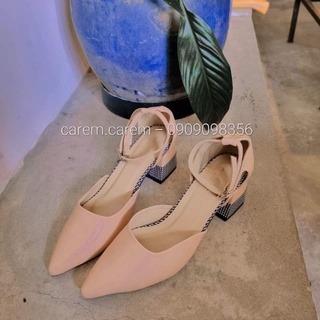 Giày mũi nhọn quai hậu đế caro size 35 - Xả kho