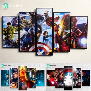 Bộ 5 Tranh Marvel, Có Khung Composite, Trang Trí Nhà Cửa