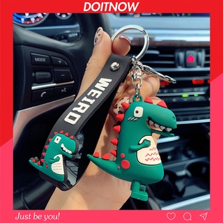 Móc khóa cute Khủng Long treo balo túi xách, móc chìa khóa xe máy đẹp có dây da DOITNOW MK10