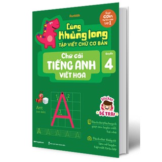 Sách - Cùng Khủng Long Tập Viết Chữ Cơ Bản - Chữ Cái Tiếng Anh Viết Hoa - Quyển 4 (Bé Trai)
