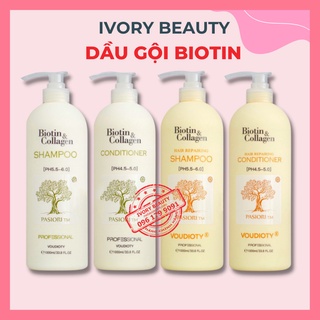 Cặp Dầu Gội Xả Biotin Collagen Trắng 500ml-1000ml Giảm Rụng Tóc, Kích Mọc Tóc, Phục Hồi Tóc Khô Xơ Hàng Chính Hãng