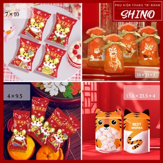 Bộ túi bánh kẹo nougat/ bánh quy/ zip/ dây rút Tết Nhâm Dần 2022