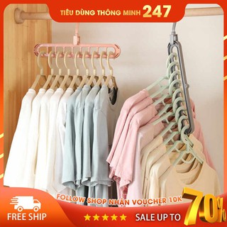 Móc Treo Quần Áo Đa Năng Thông Minh 9 Lỗ Gấp Gọn, Thanh Phơi Quần Áo Đa Năng Thu Gọn 9 Ô Móc Tiện Dụng - Màu Ngẫu Nhiên