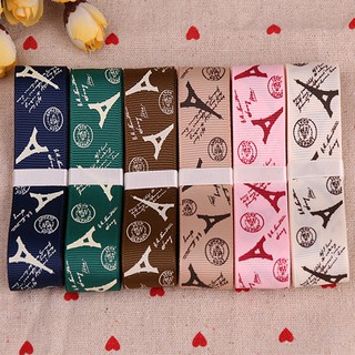 25mm ruy băng gân họa tiết tháp eiffel phụ kiện làm hoa nơ đồ handmade trang trí đồ vật làm bờm tóc kẹp tóc