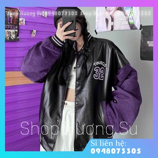 Áo Bomber Da 32 Tay Nhung - Áo Khoác Bomber Cao Cấp Màu Tím