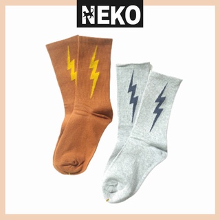 Vớ bắp chân hình sấm, tất unisex cao cổ ulzzang nam nữ NEKO