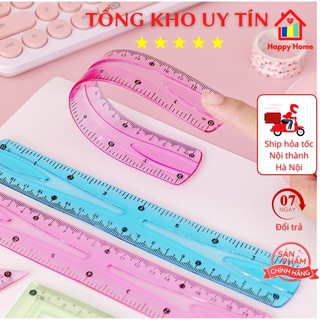 Thước siêu dẻo, Set/Combo 4 Thước học tập thước kẻ, eke, đo độ, đo góc đồ dùng học tập Happy Home