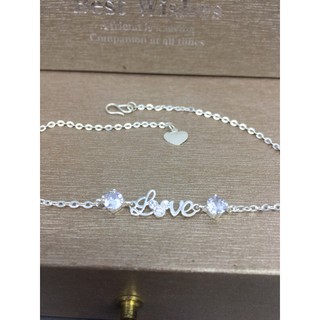 Lắc chân chữ Love hình chuột micky phối đá nhân tạo bạc ta nmj