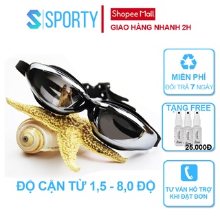 Kính bơi cận cao cấp Sporty dành cho nam và nữ, đủ độ cận cho bạn lựa chọn, mắt kính tráng gương chống tia UV GOG