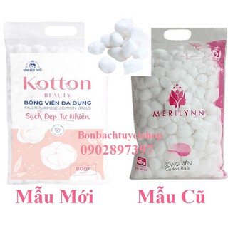 Bông Viên đa dụng Kotton Beauty gói 80g chính hãng Bông Bạch Tuyết - Bông gòn dạng viên 20mm 80g/ gói