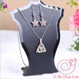 Cổ manocanh trưng bày dây chuyền, bông tai mica màu đen size nhỏ 10x12cm