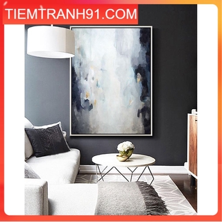 Tranh treo tường | Tranh trừu tượng Abstract ink background Black paint stroke texture on white paper
