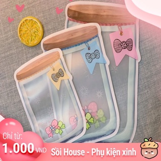 Túi zip đựng thực phẩm,quà tặng,phụ kiện,đồ ăn vặt,đồ dùng hình chiếc hũ dễ thương chống nước Sồi House