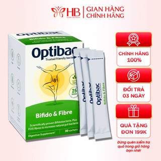 Men Vi Sinh Optibac Màu Xanh Lá hỗ trợ táo bón , tiêu hóa nhiều chất xơ hàng Anh gồm 30 Gói