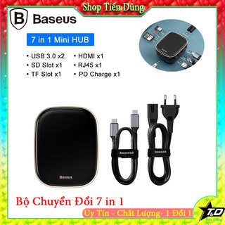 Bộ USB Hub Baseus 7 in 1 Type C ra HDMI USB 3.0 SD TF RJ45 hỗ trợ sạc PD 60W cho Macbook, Laptop, Điện Thoại