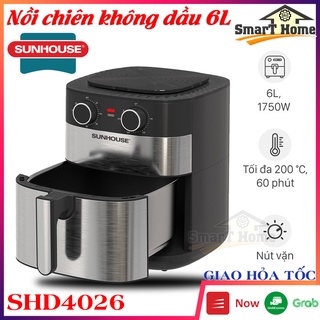 Nồi Chiên Không Dầu Sunhouse 6l SHD4026 Chính Hãng - Nồi Chiên Không Dầu 6L Công suất 1750W An Toàn Tiết Kiệm