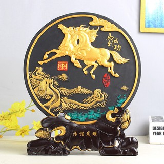 Tranh đĩa trang trí MÃ ĐÁO THÀNH CÔNG (mẫu số 3), Tranh chữ, Vật phẩm phong thủy, Trang trí bàn làm việc