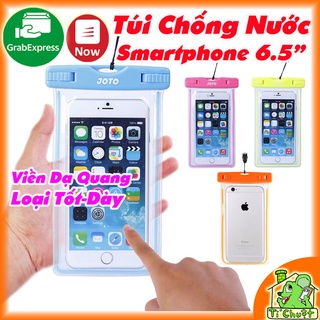 [Xả Hàng] Túi Chống Nước Trong Suốt viền Dạ quang phát sáng cho Điện thoại 6.5" cao 162mm