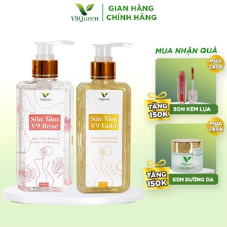 [BỘ ĐÔI] Sữa tắm nước hoa, dưỡng trắng da mịn màng V9 Rose 200ml/chai + V9 Gold 200ml/chai