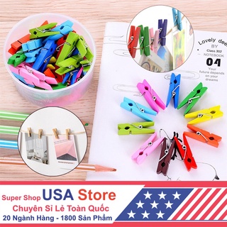 (Video Review) Combo 50 Kẹp Gỗ Treo Ảnh, Treo Tranh Kẹp Giấy Trang Trí Đa Năng Đầy Màu Sắc Size 3.5cm