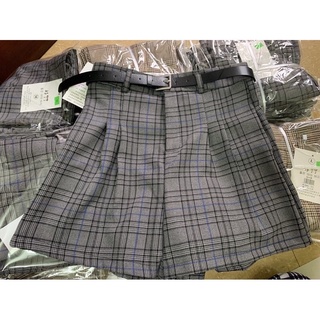 Quần đùi shorts nữ dáng rộng vải kẻ caro