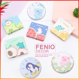 Gương trang điểm mini Gương cầm tay 2 mặt hình tròn gấp gọn
