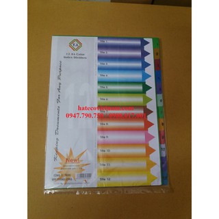 Chia file nhựa 12 màu, có đánh số