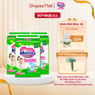 [Mã FMCGKAO52 giảm 8% đơn 250k] Combo 3 Tã quần Merries Goodskin đủ size M50/L44/XL38/XXL28