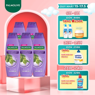 Bộ 5 Dầu gội kèm dầu xả Palmolive Suôn mượt &amp; Óng ả cho tóc rối 180ml/chai