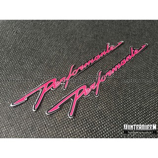 Cặp chữ Performante hồng viền đen. Sticker hình dán chống nước. Tem dán xe máy, vali, nón bảo hiểm, điện thoại, laptop