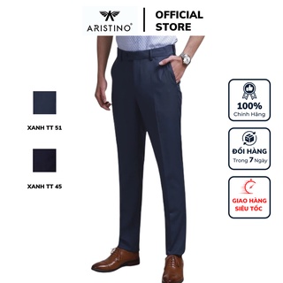 Quần tây nam công sở Aristino quần âu nam màu xanh tím than dáng regular fit chất polyester cao cấp chính hãng ATR00708