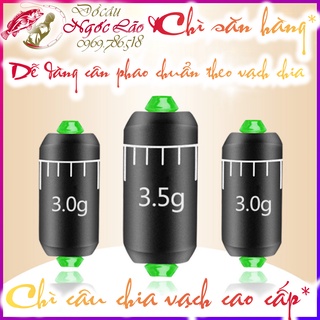 BỘ 2 Viên - Chì câu cá XUYÊN TÂM Chống xước dây Cao Cấp - CÓ VẠCH CHIA KHỐI LƯỢNG - Chì câu đơn, câu tay, câu đài..