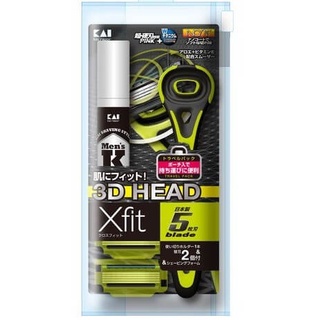 Set dao cạo râu 5 lưỡi kép KAI (1 thân, 2 lưỡi, 1 hộp kem cạo râu) Hàng Nhật Chính Hãng